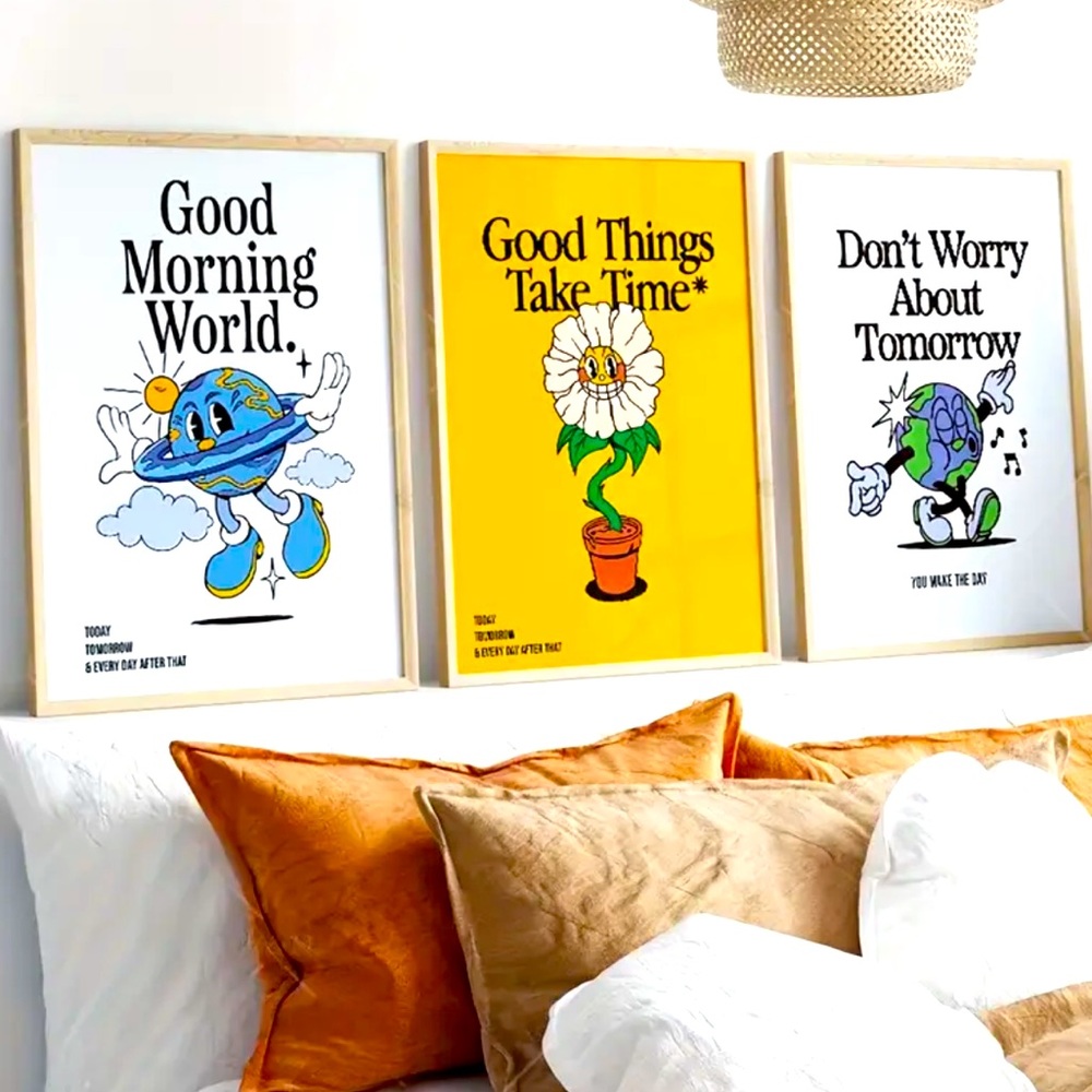 Positive Vibes Only Canvas Print - 3 Piece Motivational Wall Art